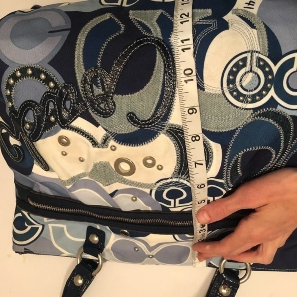 Coach poppy RARE blue c denim appliqué tote bag